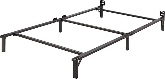 Amazon Basics Metal Twin Size Bed Frame(Box Spring Required), 6-Leg Base for Box Spring and Mattress Support, Tool-Free Easy Assembly, Black
