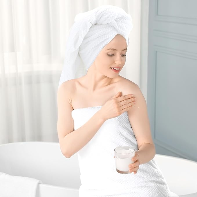 16 Pack Microfiber Bath Towels Bulk 27'' x 60'' Oversized Size Bath Towel Highly Absorbent Extra Large Soft Drying for Shower Beach Winter Salon Sport Gym Party (Lattice,White)