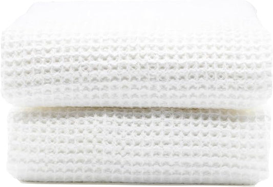 Italic Sedona Waffle Bath Sheets, 410 GSM 100% Cotton, Set of 2, Oversized Towels, Ultra Soft & Absorbent, Lightweight Spa Towels, White