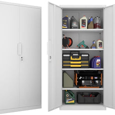 Metal Storage Cabinet with Doors and Adjustable Shelves,70.8