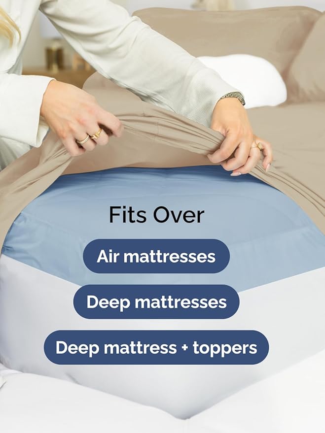 Extra Deep Pocket Queen Sheet Set - 4 Piece Breathable & Cooling Bed Sheets - Hotel Luxury Sheet Set - Ultra Soft, Wrinkle Free & Comfy - Easily Fits Extra Deep Mattresses - Deep Pocket Cream Sheets