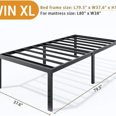 Metal Bed Frame Twin XL Size - 18 Inch Heavy-Duty Twin XL Platform Bed Frame No Box Spring Needed, Easy Assembly, Noise-Free, Sturdy Mattress Foundation, Underbed Storage Space