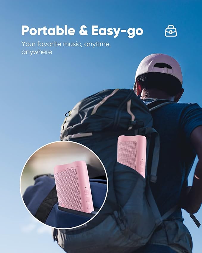 Bluetooth Speaker with HD Sound, Portable Wireless, IPX5 Waterproof, Up to 20H Playtime, TWS Pairing, BT5.3, for Home/Party/Outdoor/Beach, Electronic Gadgets, Birthday Gift (Pink)