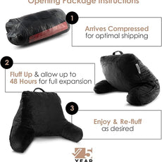 Nestl Reading Pillow for Kids & Teens with Shredded Memory Foam, Backrest Pillows for Reading, Watching, and Gaming, Use on The Couch, Bed, or Floor, Adjustable Support with Washable Cover Black