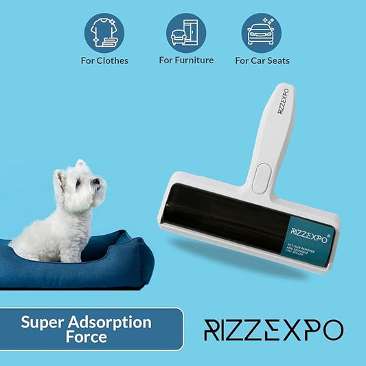 Roller Pet Hair Remover – Original Size Reusable Lint Roller for Cat & Dog Hair on Furniture, Couch, Carpet, Car, Rugs & Bedding – Portable, Eco-Friendly