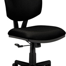 HON Volt Armless Office Chairs with Wheels, Ergonomic Adjustable Center-Tilt Recline, Fabric Back and Seat, Swivel Desk Chair, Black
