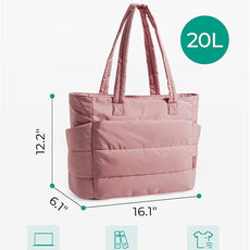 BAGSMART Tote Bag for Women, Lightweight Puffy Tote Bag with Compartments Shoulder Bag Handbag for Travel, Work, Gym