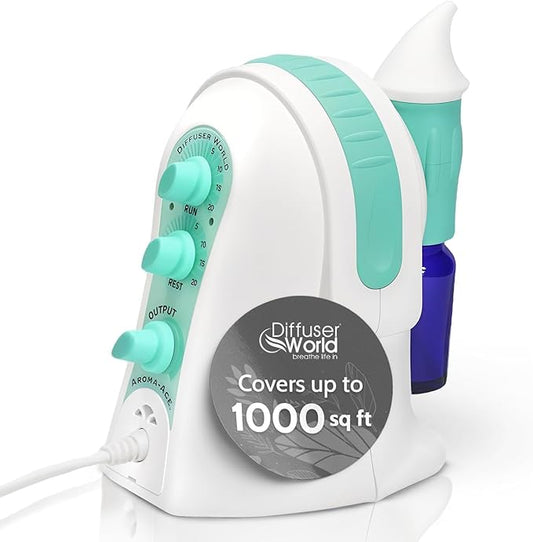 1000 Sq Ft Waterless Diffuser for Essential Oils, Made in USA Green Waterless Aroma Atomizer for Large Room Fragrance, Home Scent Machine, Air Aromatherapy Holiday