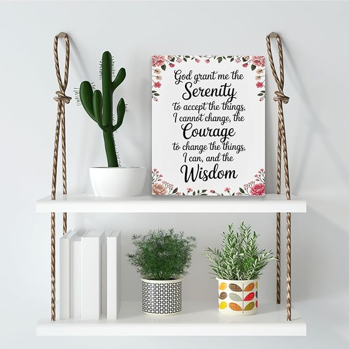 Bible Verses Decor God Grant Me The Serenity, Christian Prayer Room Wall Art Wooden Hanging Plaque 10 x 8 Inch, for Office Bedroom Living Room Home Decor