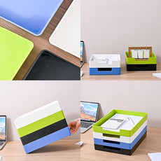 Letter-Size Tray, 2 PCS Desk Drawer Organizer, A4 Stackable Plastic Paper Tray for Office, School, Home Storage, and Storage Containers for Christmas Ornaments, Gift Wrap, and Crafts (2X Black)