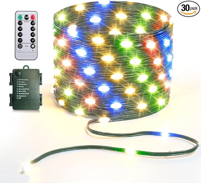 Battery Operated String Lights (1 Pack), 16.5ft 50 LED Fairy String Lights Battery Powered with Remote & Timer for Indoor Outdoor Christmas Trees Wreath Decoration Bedroom Patio - Multicolor