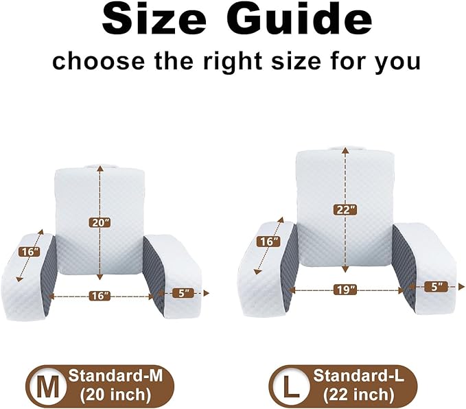 Bed Reading Pillow Back Support with Arms, Removable Pillowcase for Book Working Gaming Resting Watching TV, White/22in