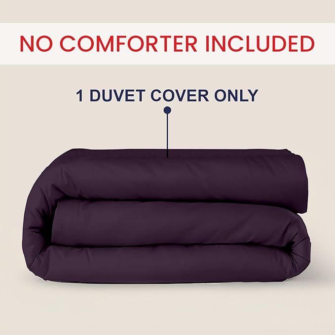 Kotton Culture 1 Pc Duvet Cover King Size-100% Egyptian Cotton Sateen 600 Thread Count Ultra Soft Premium Durable Comforter Cover Zipper Closure & Corner Ties - (Plum, 102" X 94")
