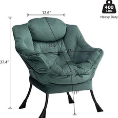 HollyHOME Lazy Chair with Armrest and Side Pocket, Comfy Accent Lounge Chair,Leisure Sofa Armchair for Living Room, Bedroom, Dorm, or Small Spaces, Oversized Reading Sofa Chair,Velvet Dark Atrovirens