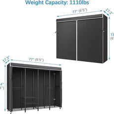 VIPEK V40C Covered Clothes Rack Heavy Duty Clothing Rack with Cover, Custom Freestanding Closet Portable Wardrobe Closet for Bedroom, Large Black Coset Rack with Black Oxford Fabric Cover