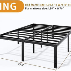 Metal Bed Frame King Size - 18 Inch Heavy-Duty King Platform Bed Frame No Box Spring Needed, Easy Assembly, Noise-Free, Sturdy Mattress Foundation, Underbed Storage Space
