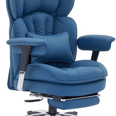 Efomao Big and Tall Office Chair with Footrest – High Back Computer Chair with Adjustable Armrests，Executive Office Chair with Wide Seat, Modern Desk Chair for Home Office, Gaming, or Study, Blue