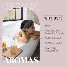 Raindrop 2.0 Aromatherapy Diffuser for Essential Oil, Waterless Glass Nebulizer w/Auto-Off Switch, BPA Free - Lightwood