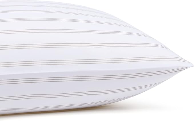 Amazon Basics Lightweight Super Soft Easy Care Microfiber 4 Piece Bed Sheet Set with 14-Inch Deep Pockets, Queen, Taupe Stripe, Striped AmazonBasics