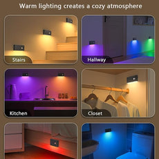 WILLED Rechargeable Motion Sensor Night Light,Stair Lights Indoor RGB & Warm White,Wireless Motion Sensor Lights Indoor for Stair,Bathroom,Hallway,Kitchen,Closet,Cabinet,Bedroom,Kids' Room