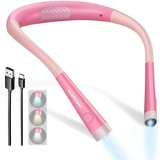 Glocusent Book Light, 3-Color & 6-Brightness Reading Light, Bendable Neck Light, 80-hr Lasting Rechargeable Book Light, Perfect Reading Lights for Books in Bed, Knitting, Book Lovers Gifts - 1Pack