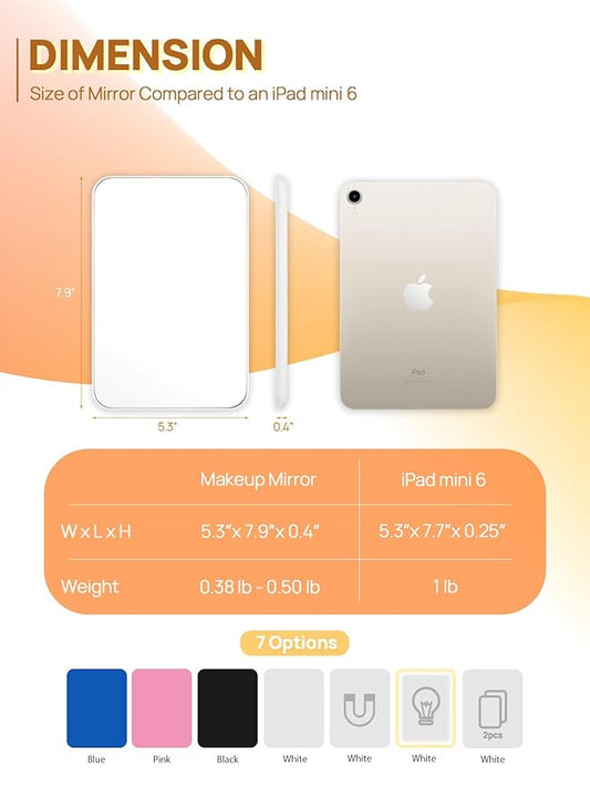 OMIRO Desk Makeup Mirror, 8 x 5 inches Table Mirror with Foldable Stand and Hanging Hole for Shaving and Travelling, White,2PCS