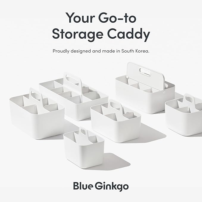 BLUE GINKGO Stackable Organizer Caddy – Korean-Made Portable Tote for Bathroom, Office, Crafts, or School Supplies (Rectangle, Green)