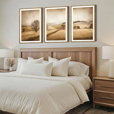 BINCUE Framed Countryside Wall Art Rustic Village Wall Decor Farmhouse Landscape Art Print for Living Room Bedroom Office 16x24 Inches Set of 3