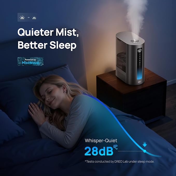 Dreo 6L Humidifiers for Bedroom, Smart Warm & Cool Mist for Large Room, 60Hr Quiet Runtime for Baby, Plant, Humidity Sensor, Indicator Light, 12H Timer, Google/Alexa, HM713S