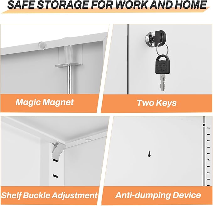 Metal Storage Cabinet with Doors and Adjustable Shelves,70.8" Lockable Garage Storage Cabinet with Lock for Home Office,Garage,School