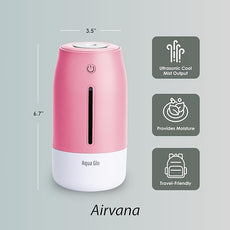 Aqua Glo Personal, Portable Humidifiers for Bedroom – Ultrasonic Cool Mist Humidifier with Built In Rechargeable Battery. Air Humidifier for Baby, Plants, Home, Office, Travel. Rose Quartz