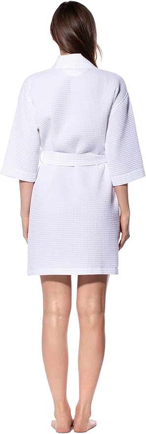 Turquaz Lightweight Short Robes For Women Waffle Kimono Bathrobe - Soft, Fast-Drying, Long-Lasting Cotton Blend