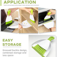 Dust pan Broom Brush Dustpan - Small Broom and Dustpan Set, Mini Broom and Dustpan, Small Dustpans and Brush Set for Home Cleaning, Sofa,Desk,Guinea Pig Cage,Cat Litter, etc. (Green