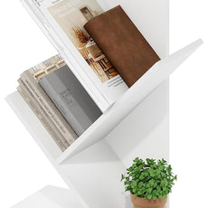 Furinno Tree Book Shelf, 3-Tier Bookshelf, Tree Bookcase for Room Decor, 8.4 x 15.7 x 21.3, for Living Room, Bedroom, Home Office, White