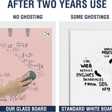 TSJ OFFICE Glass Dry-Erase Board - 36 x 24 Inches Wall Mounted Magnetic Whiteboard, Large Frameless Glass White Board for Office, Home & School, Pink