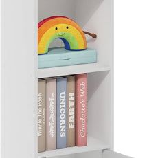 Furinno LUDER Book Shelf, 3-Tier Modern Bookshelf, Bookcase with 1 Door Storage Cabinet, 9.3 x 12 x 31.5, for Living Room, Bedroom, Home Office, White