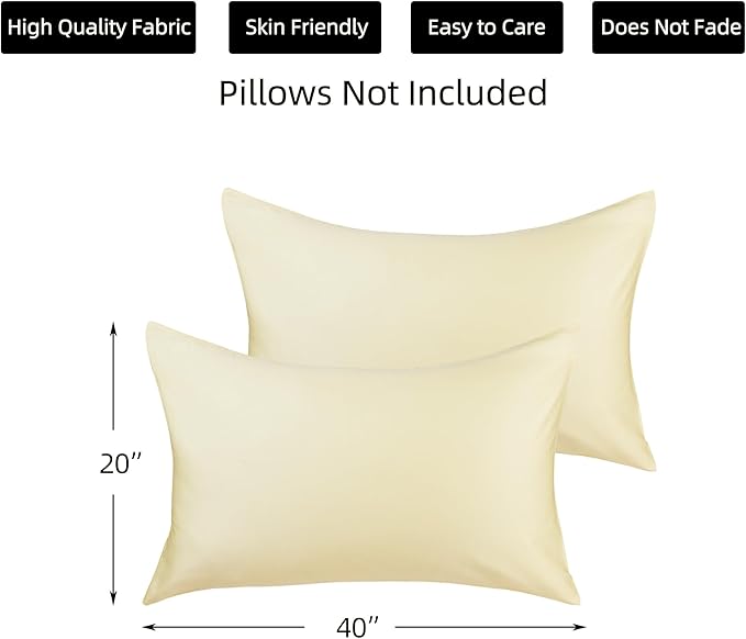 Cotton Pillow Protectors/Cases King Size with Zipper 2 Pack Ivory Color,Cooling & Breathable Bed Pillow Protectors Set of 2 Pillow Cases Cover (King Size 20" x 40")