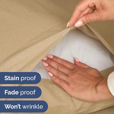 Extra Deep Pocket Cal King Sheets - 4 Piece Breathable & Cooling Bed Sheets - Hotel Luxury Bed Sheet Set - Soft, Wrinkle Free & Comfy - Easily Fits Extra Deep Mattresses - Heathered Tan Sheets Set