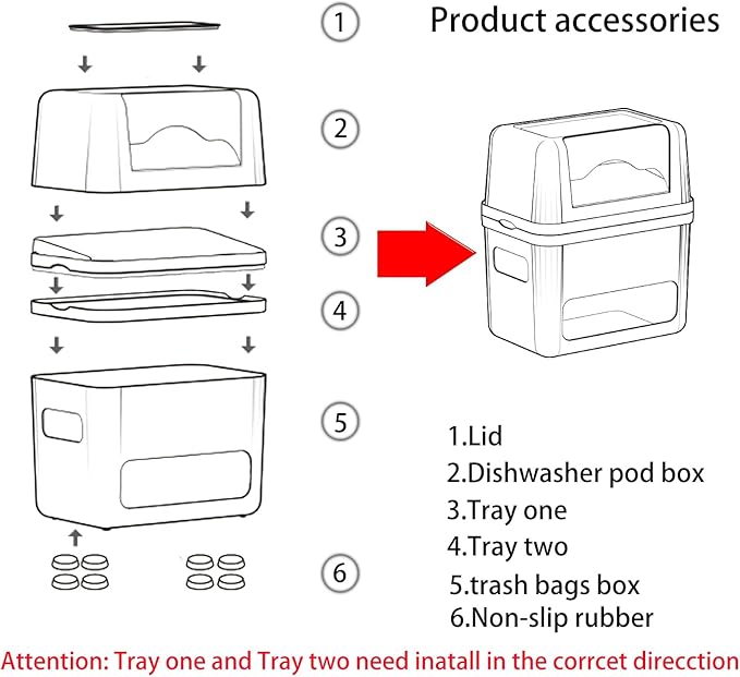 2-in-1 Trash Bag Dispenser & Laundry/Dishwasher Pods Container, Clear Acrylic Garbage Bag Organizer with Removable Lids, Under Sink Kitchen Storage Box for Pantry Organization