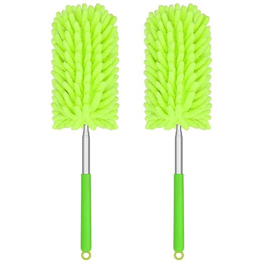 Mini Duster for Cleaning, 360° Bendable Hand Dusters with Extension Pole, Washable Small Duster for Car Interior, Office, Furniture