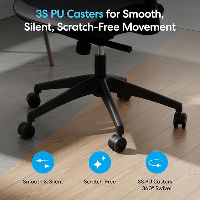 AUTONOMOUS ErgoChair Pro Ergonomic Office Chair Foam Black Adjustable Lumbar Support, Rolling Swivel - Home office Desk Chairs with Wheels and Arms - Ergonomic Desk Chair Comfy for Gaming & Long Hours