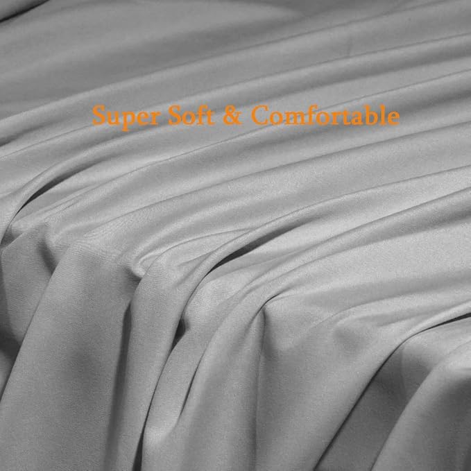 SONORO KATE Bed Sheet Set Super Soft Microfiber 1800 Thread Count Luxury Egyptian Sheets Fit 18-24 Inch Deep Pocket Mattress Wrinkle-4 Piece (Grey, Twin XL)