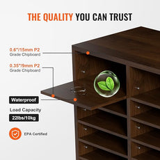 VEVOR 24-Compartment Office Mailbox, Adjustable Shelves, Wood Literature Sorter 29x12x24.4 inches – Ideal for Office, Home, Classroom, Mailrooms Organization – EPA Certified (Brown)