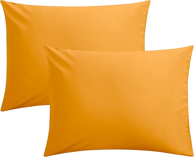 FLXXIE Microfiber Pillow Cases Standard Size, Soft Pillowcases with Envelope Closure, Wrinkle, Stain Resistant Pillow Covers, 20x26, Ginger Yellow