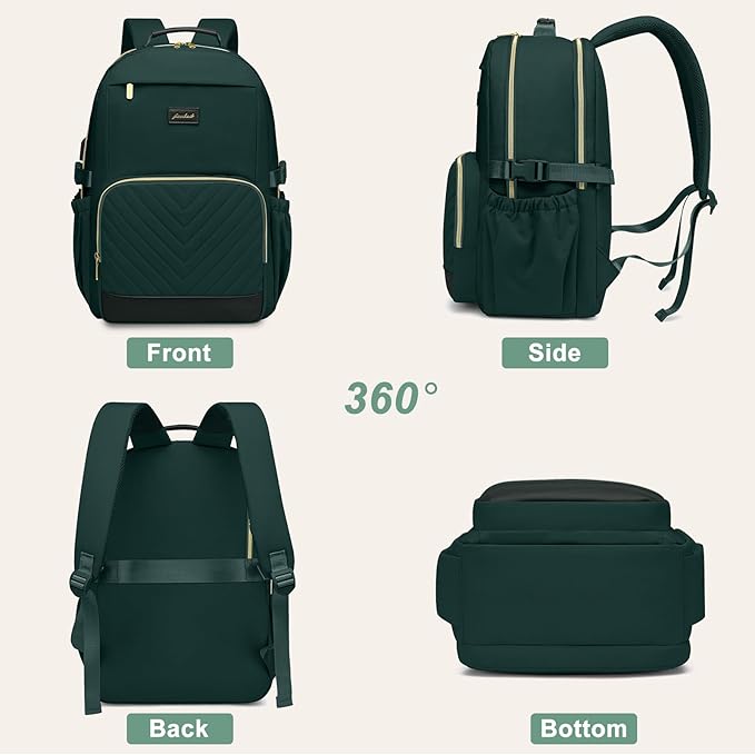 Laptop Backpack for Women Bookbag: 15.6 inch Work School Backpacks with Pouch Pocket for Large Capacity Cup & USB Charger College Book Bag Travel Business Nurse Teacher Bookbags Anti-theft Back Pack