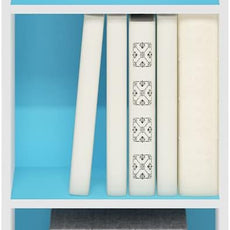 Furinno PASIR Book Shelf, 4-Tier Modern Bookshelf, Open Shelves Bookcase 9 x 12 x 42, for Living Room, Bedroom, Home Office, Light Blue/White