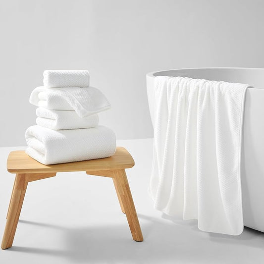REDKISS Ultra Soft 6 Piece Towel Set, Premium White Towels for Bathroom, Highly Absorbent, Quick Dry, Lightweight Bath Towels Set Collection, Includes 2 Bath Sheets, 2 Hand Towels, 2 Washcloths