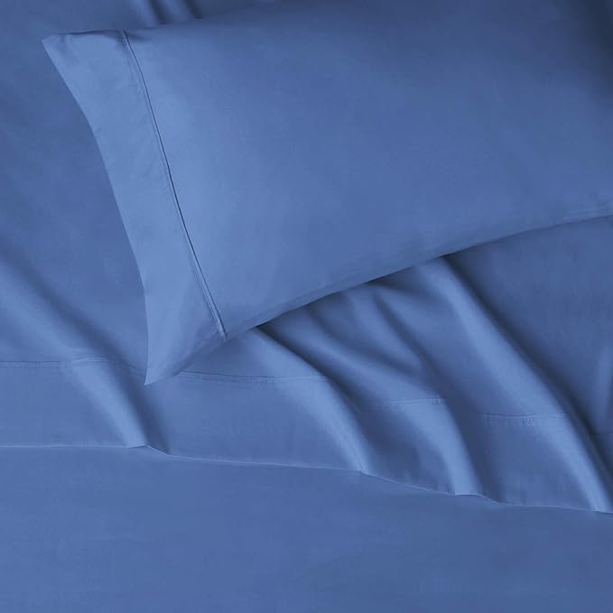 Amazon Basics Lightweight Ultra-Soft Breathable Easy Care Microfiber 3-Piece Bed Sheet Set with 14-Inch Deep Pockets, Twin XL, Dutch Blue, Solid AmazonBasics