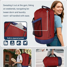Laundry Bag with Shoulder Straps and Mesh Pocket Laundry Backpack Large Portable Laundry Hamper for College Laundromat Apartment