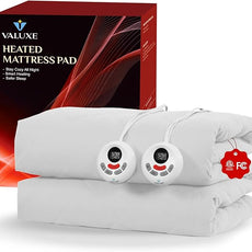 Heated Mattress Pad Queen Size Quilted Zone Heating Electric Bed Warmer Luxury Comfort Heat Mattress Pad Cover Dual Controller（10 Heat Setting | 1-12 Hours Auto Shut Off | with 8-21 Inch Deep Pocket）